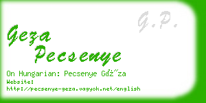 geza pecsenye business card